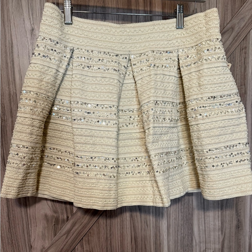 Ginger G Cream Mini Skirt with Sequin Details
